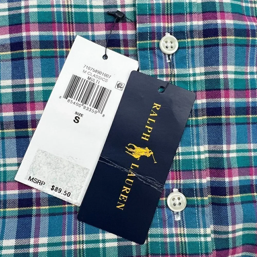 New POLO Ralph Lauren Men US S Multicolor Plaid Shirt Long Sleeve Button Down - Picture 7 of 7